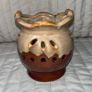 Drip glaze luminary tea light candle holder Clay Pottery One of a kind Handmade